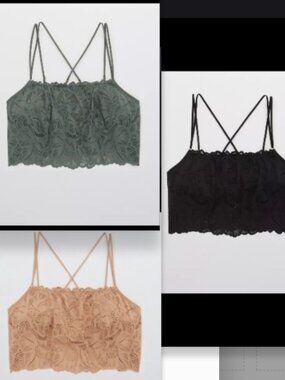 Bundle of 3 Aerie Lace Longline Strappy Bralettes
